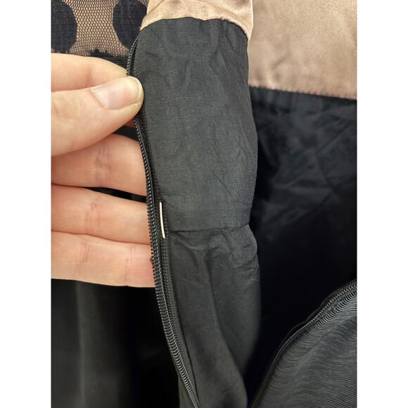 Eliza J Dress Womens 14 Dot Mesh Bodice Fit & Flare Black Nude Polka Dot - Picture 5 of 8